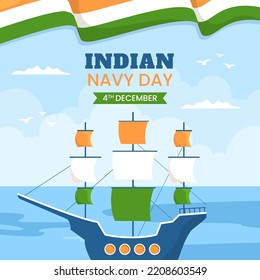 Indian Navy Day Background Template Hand Drawn Cartoon Flat Illustration