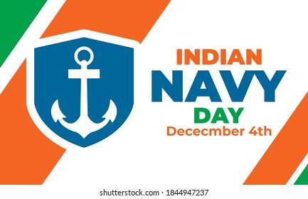 Indian navy day. Celebrated on 4 December every year. Vector illustration. Background, poster, greeting card, banner design. Vector EPS 10