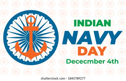 Indian navy day. Celebrated on 4 December every year. Vector illustration. Background, poster, greeting card, banner design. Vector EPS 10
