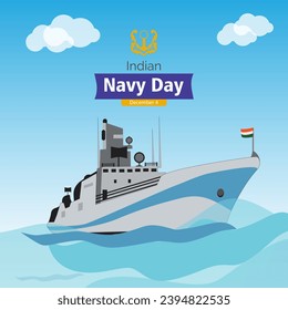 Indian Navy Day, December 4 vector, illustration.