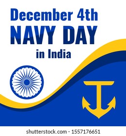 Indian navy day on December 4. Indian national celebration. Vector illustration, poster, banner, greeting card.