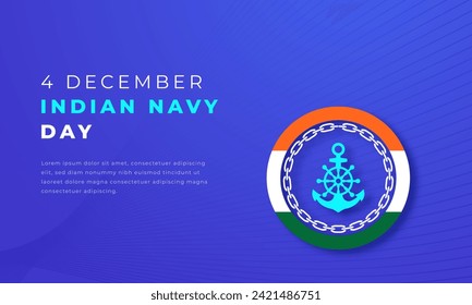 Indian Navy Day Paper cut style Vector Design Illustration for Background, Poster, Banner, Advertising, Greeting Card