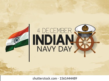 Indian navy day poster, banner. Indian national celebration.