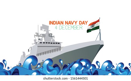 Indian navy day poster, banner. Indian national celebration.