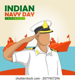 Indian navy day poster, banner. Indian national celebration. December 4. Vector illustration