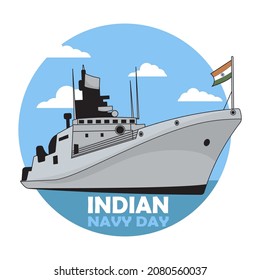 Afiche del día de la marina india, cartel. Celebración nacional india. 4 de diciembre.