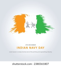 Indian Navy Day Vector Illustration With Flag Social Media Concept