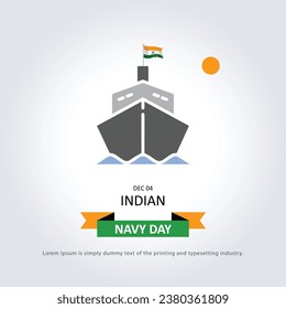 Ilustración de vectores del Día de la Marina India con concepto de medios sociales con bandera y barco