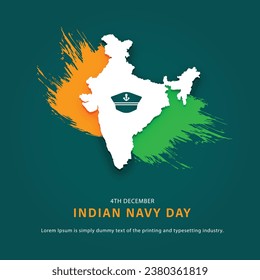 Indian Navy Day Vector Illustration With Map And Flag Social Media Concept