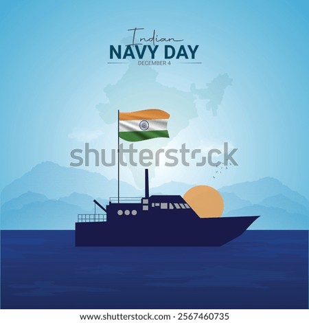 Indian Navy Day, Vector Illustration Navy Day Social Media Concept