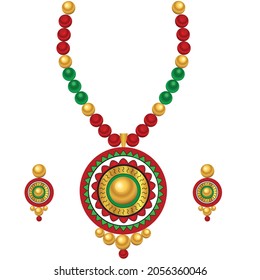 Indian necklace jewellery vector bridal accessories fashion south asian antique jewelry vector illustration akshaya tritiya 