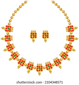 Indian necklace jewellery vector bridal accessories south asian antique jewelry vector illustration akshaya tritiya temple collection bohemian fashion terracotta african tribal