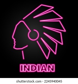 indian neon sign, modern glowing banner design, colorful modern design trends on black background. Vector illustration.