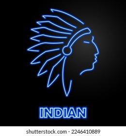 indian neon sign, modern glowing banner design, colorful modern design trends on black background. Vector illustration.