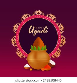 Festival de año nuevo indio de ilustración tradicional ugadi feliz