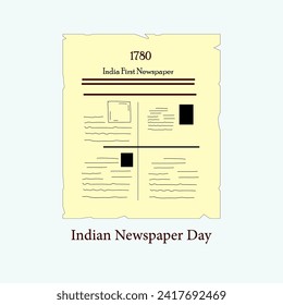 Indian Newspaper Day vector illustration on isolated plain background. Top view. Indian Newspaper Day is celebrated on January 29 every year.