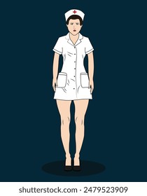 indian nurse front view cartoon character design