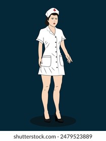 indian nurse three quarter view cartoon character design