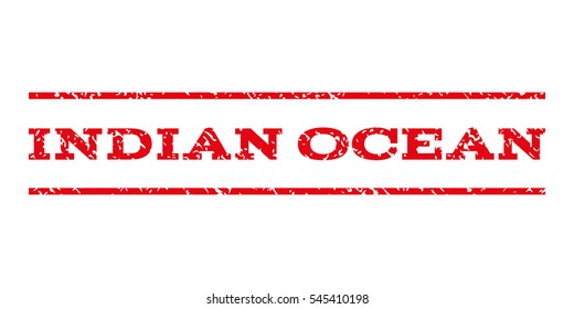Indian Ocean watermark stamp. Text caption between horizontal parallel lines with grunge design style. Rubber seal stamp with dust texture.