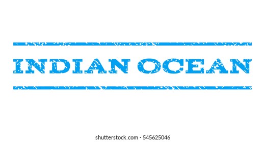 Indian Ocean watermark stamp. Text tag between horizontal parallel lines with grunge design style. Rubber seal stamp with dirty texture. Vector blue color ink imprint on a white background.