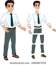 indian office man cartoon illustration model sheet