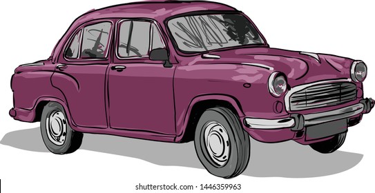 Indian Old Car Vector Illustration 