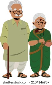 Indian Old Couple, Grandparents, Old Couple, Parents, Mother Father, Old Age Family