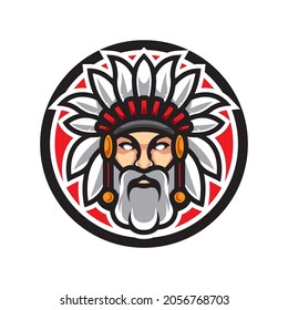 INDIAN OLD MAN MASCOT LOGO