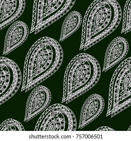 Indian oriental seamless pattern in the form of lacy white drops in ethnic style