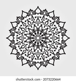 Indian Ornament black white card with mandala