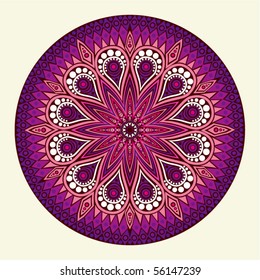 Indian ornament, kaleidoscopic floral pattern, mandala.