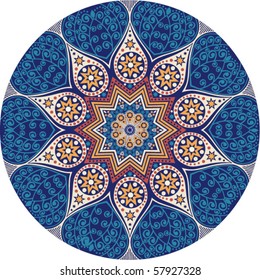 Indian ornament, kaleidoscopic floral pattern, mandala.