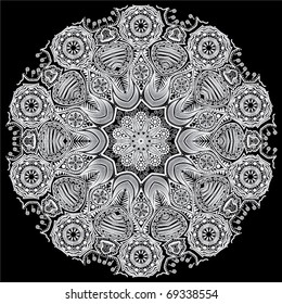 Indian ornament, kaleidoscopic floral pattern, mandala.