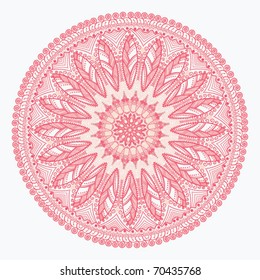 Indian ornament, kaleidoscopic floral pattern, mandala in pink