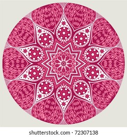 Indian ornament, kaleidoscopic floral pattern, mandala.