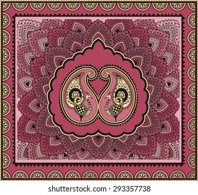 Indian ornament with peacocks