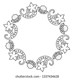 Indian ornament round frame 