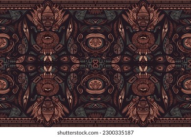 Indian ornament tribal pattern. Abstract traditional folk ancient antique tribal ethnic graphic line. Ornate elegant luxury vintage retro style. Texture textile fabric ethnic Indian patterns.