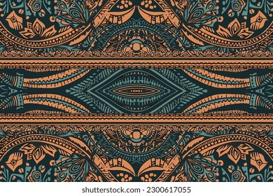 Indian ornament tribal pattern. Abstract traditional folk ancient antique tribal ethnic graphic line. Ornate elegant luxury vintage retro style. Texture textile fabric ethnic Indian patterns.