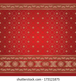 Indian ornamental background pattern. Seamless gold vector illustration.