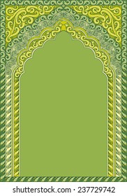 Indian ornamented arch. Color green.