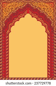 Indian ornamented arch. Color red.