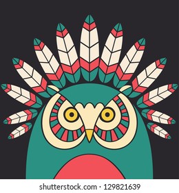 Indian owl with feathers