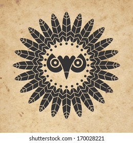 Indian owl with feathers