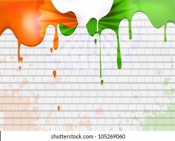 An Indian paint colors flow on grey wall background. Illustration for Independence Day and Republic Day. EPS 10.