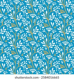 indian painting inspired seamless floral pattern for traditional textile fashion and bedding