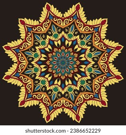 Indian Paisley Arabic Mandala Coin Pattern for Printed Silk Scarf Fabric Floral oriental ornament Damask designs for women shawls, rugs, square pillows, batik, rugs
