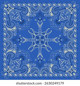 Indian Paisley Floral bandana with birds. Ethnic kerchief, tapis, rug, blanket.