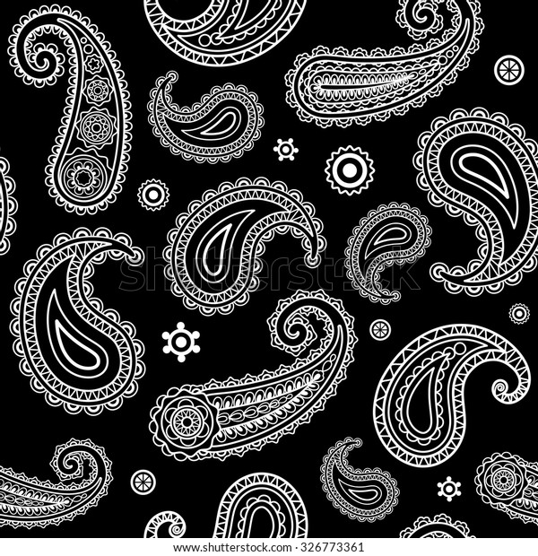 Indian Paisley Pattern Handdrawn Vector Background Stock Vector ...