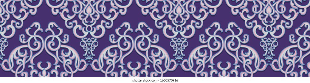 Indian paisley pattern vector. Purple mandala floral medallion print. Ethnic pattern design. Boho style decoration.